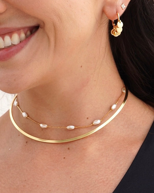 Colar Choker Aro Rígido Dourado