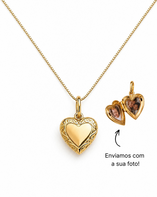 Colar Mini Relicário Dourado