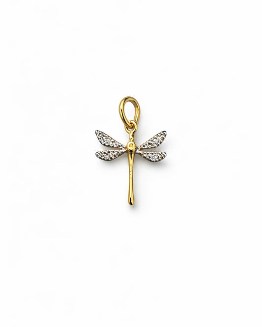 Pingente Libélula Cravejado Dourado