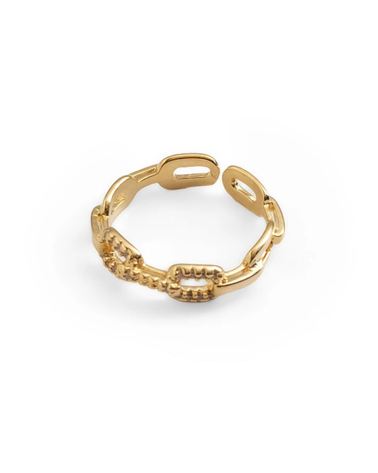 Anel Ajustável Elos com Zircônia Dourado