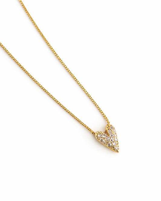 Colar Little Heart Cravejado Dourado